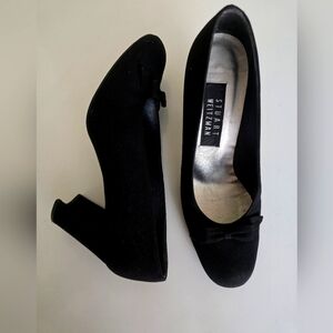 Stuart Weitzman Boutique Bow Shoes Womens US 6.5 Black Block Heel Italy